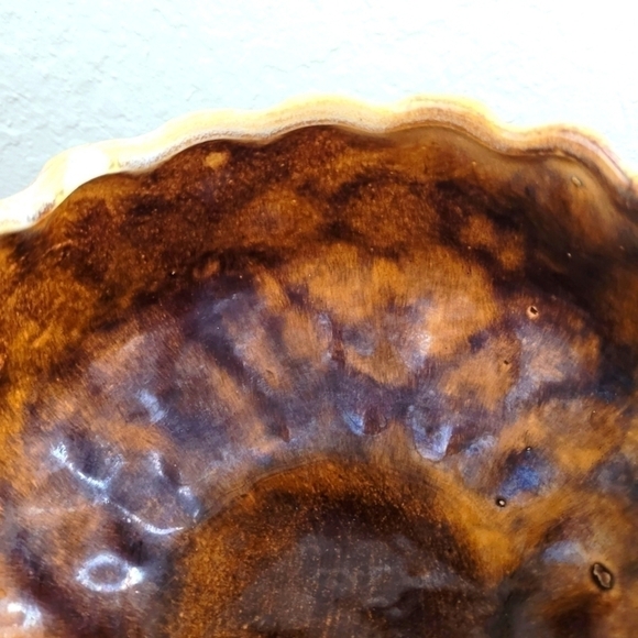 Vintage Judy of California Pottery Serving Bowl Planter Drip Glaze 1960s USA - Picture 4 of 13